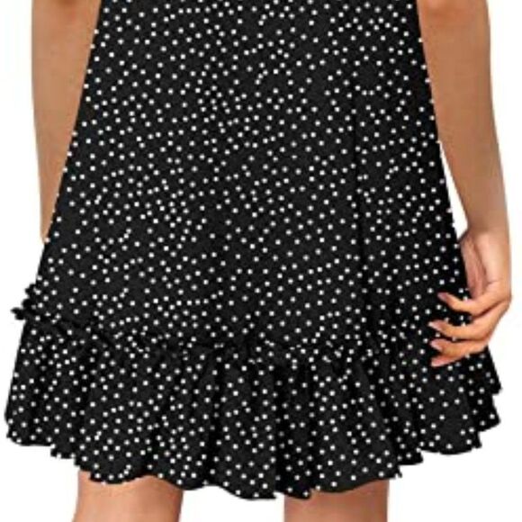 liher Women Summer Dress V Neck Short Sleeve Ruffle Casual Loose Swing Dresses - Picture 5 of 6